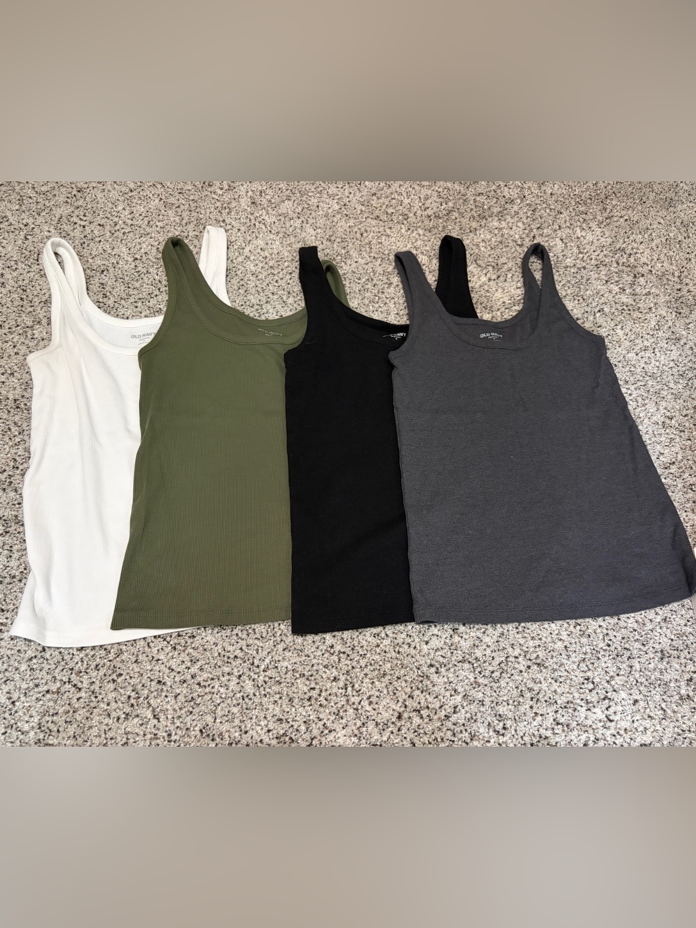 Old Navy Ribbed Tank Tops - White, Olive, Black, Charcoal